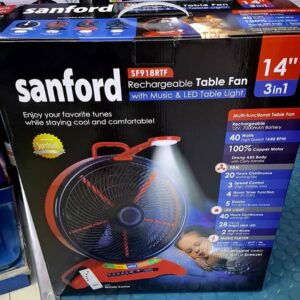 پنکه شارژی ۳کاره سانفورد ، موزیکال و چراغ روشنایی جلو مدل 918