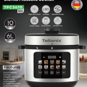 زودپز برقی ۱۰ کاره دیجیتال تلیونیکس مدل TPC3670 (سری Promotional) با گارانتی اصالت و سلامت کالا